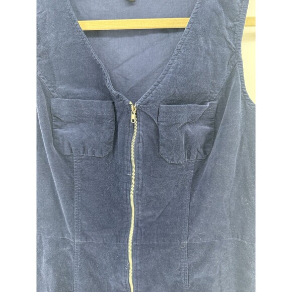 Sequin HEART Sleeveless Fall Micro Corduroy Layering Dress 13 cotton blue Zipper - Picture 5 of 11
